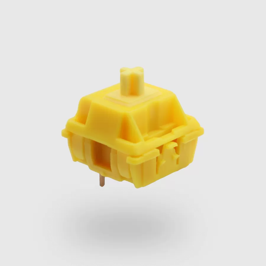 Back and front of a gateron cap yellow mechanical keyboard switch